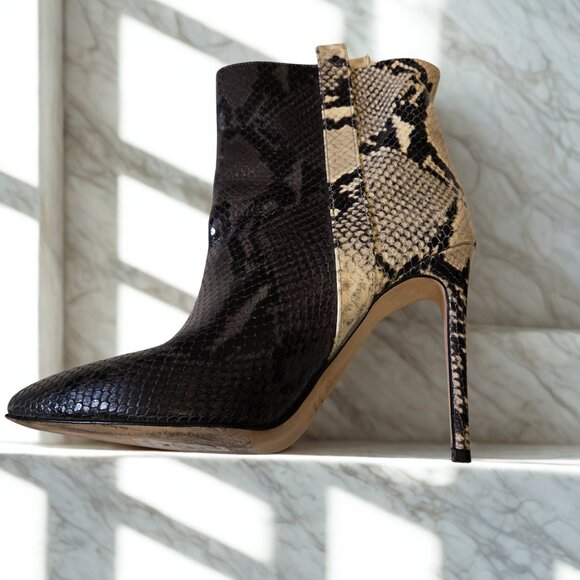 🐍  Paris Texas Vero Cuoio Snakeskin Stiletto Ankle Boots –Size 38.5 (EU) / 8 US - Picture 1 of 8